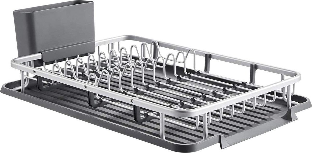 afdruiprek -kingrack draairaper aluminium schotel drainer schotelrek met bestek houder mand schotel drainer voor kleine keuken werkblad schotel drainer anti-roest schotel drainer mand - (WK 02123)