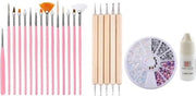 GUAPÀ - Nagel Penselen Set Roze + Rhinestones Parelmoer Rosé + Druppel & Dotting Pennen + Nagellijm - Nail Art
