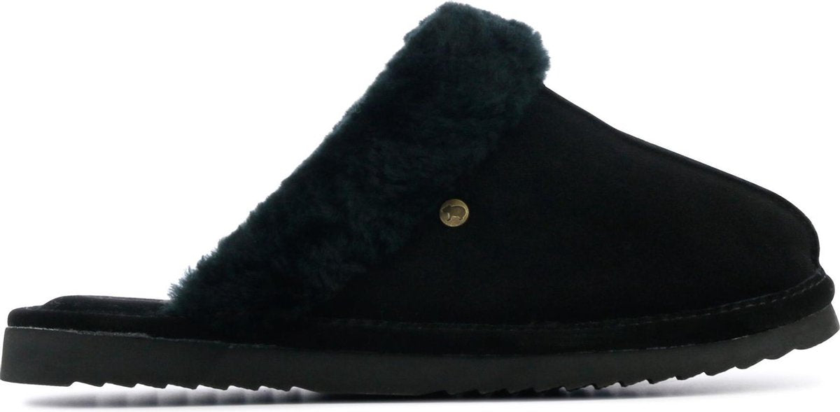 Warmbat Vrouwen Leren Pantoffels / Damesschoenen Harde zool Sloffen - Lismore - Zwart - Maat 40