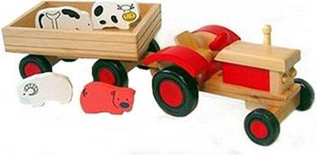 tractor met dieren en aanhanger