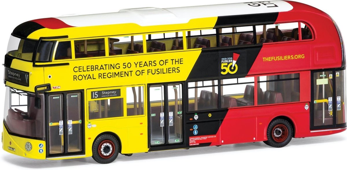 VANGUARDS WRIGHTBUS NEW Routemaster  GoAhead London  LTZ 1394  Route 15  Stepney Arbour Square Royal Fusillier schaalmodel 1:76