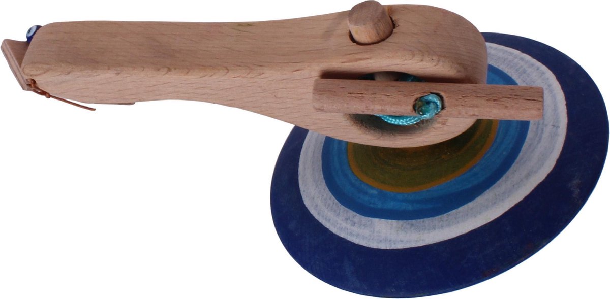 Mamatoyz Spinningtol Hout 16 Cm Blauw/lichtblauw