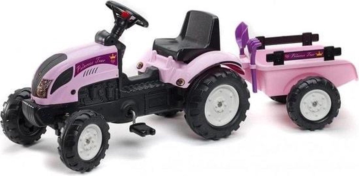 Falk Princess traptractor roze met aanhanger