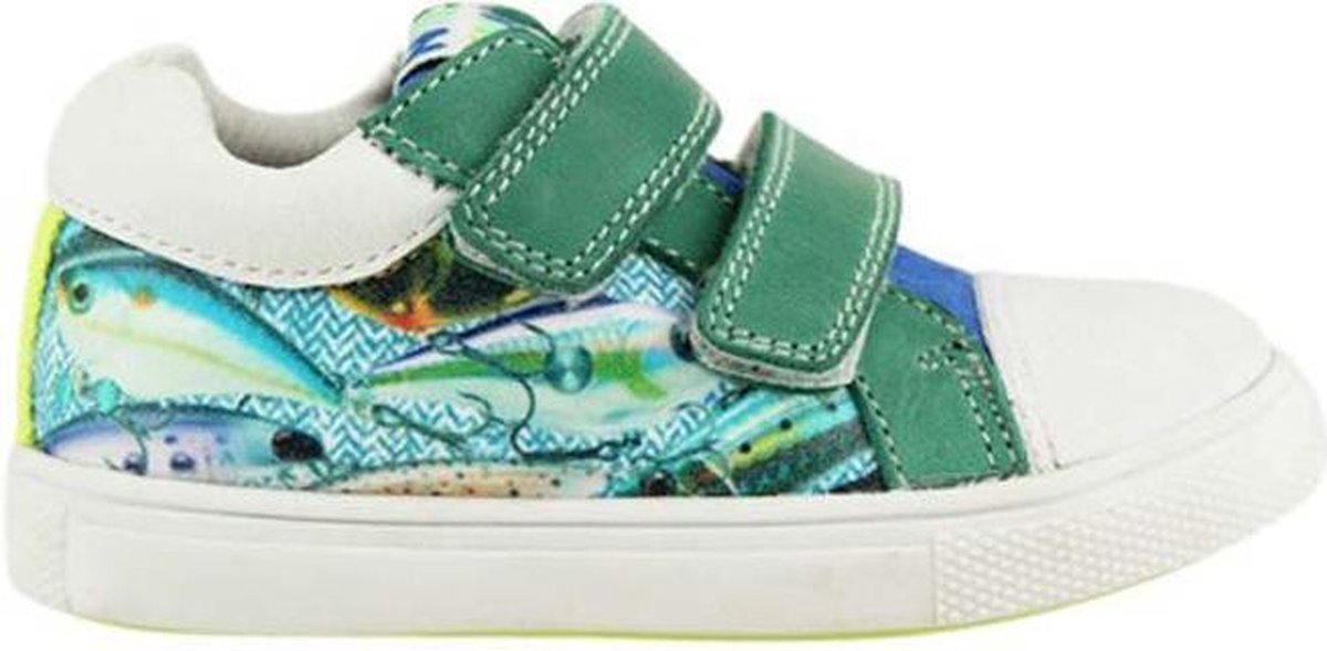 Bunnies JR 218311-700 Jongens Lage Sneakers - Groen - Leer - Klittenband