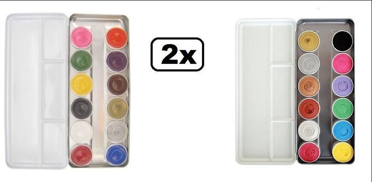2x Superstar schmink palet 12 kleuren basic en pastel