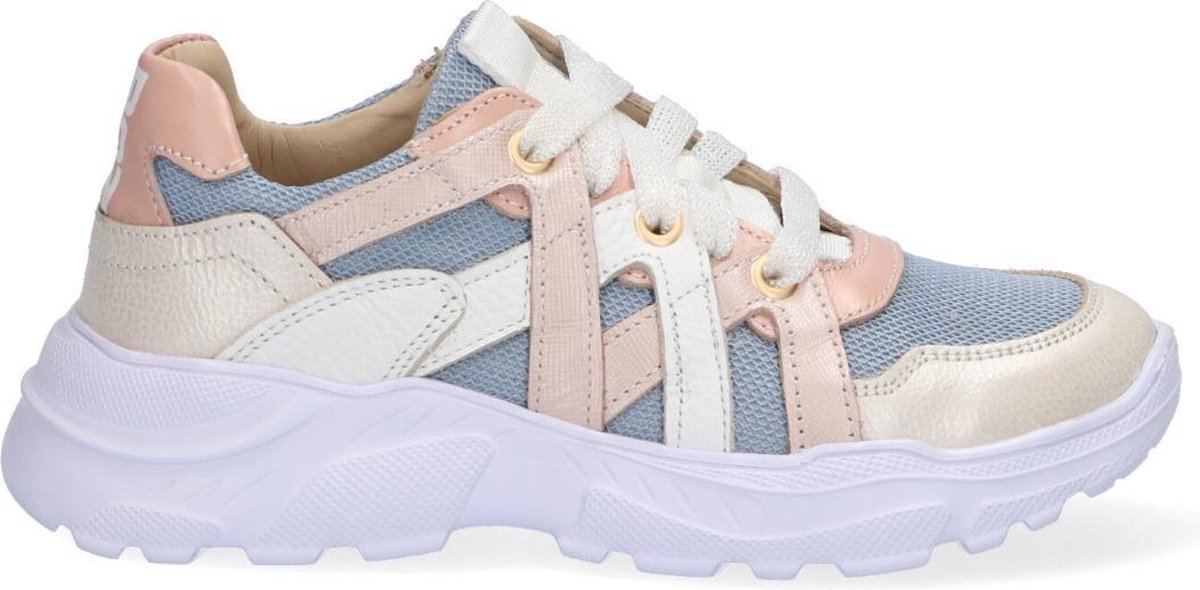 Braqeez 421281-596 Meisjes Lage Sneakers - Roze - Leer - Veters