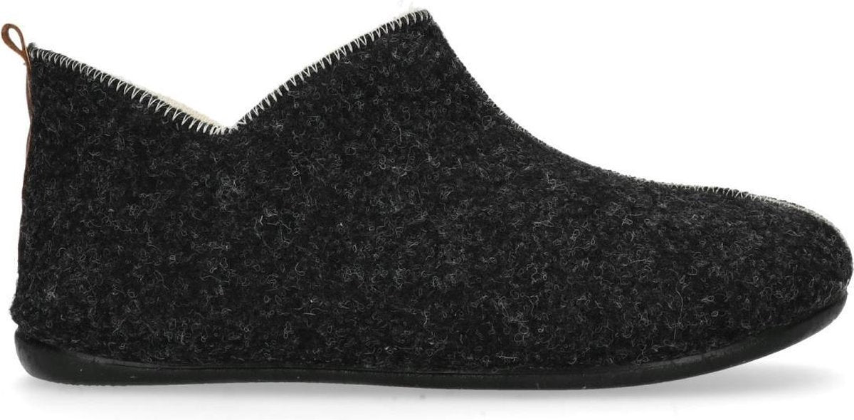 Manfield - Dames - Donkergrijze pantoffels - Maat 38