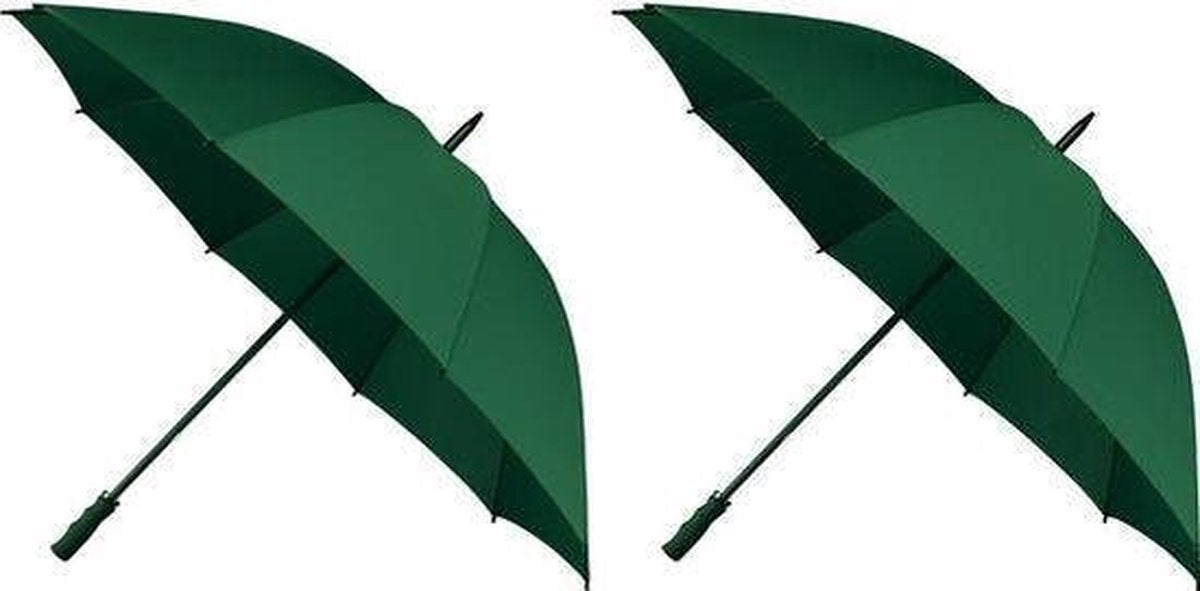 2x Golf stormparaplus donkergroen windproof 130 cm - Stormproof paraplus
