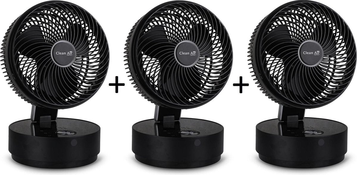 Clean Air Optima® 3 stuks CA-404B - Design Circulator Ventilator - Oscillatie 80º en 180º - Extreem stil - Slaapmodus