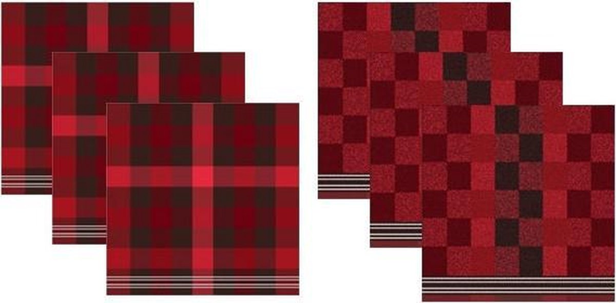 DDDDD Keukendoeken En Theedoeken Set Feller Red (3+3 stuks)