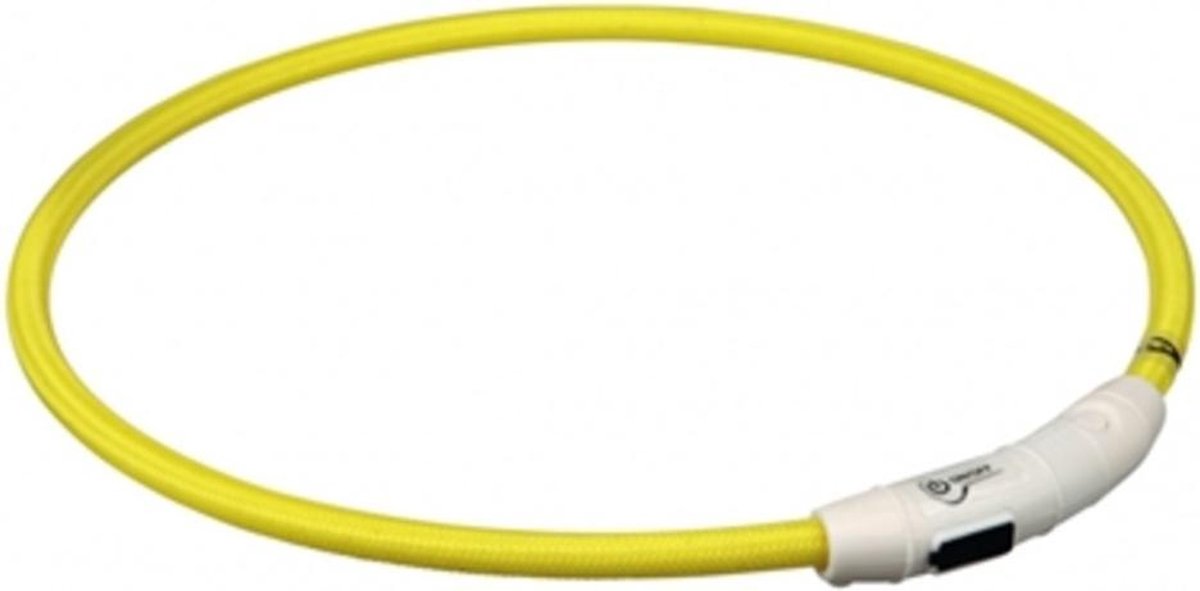 Trixie lichtgevende led halsband voor hond usb oplaadbaar geel 7 mmx65 cm