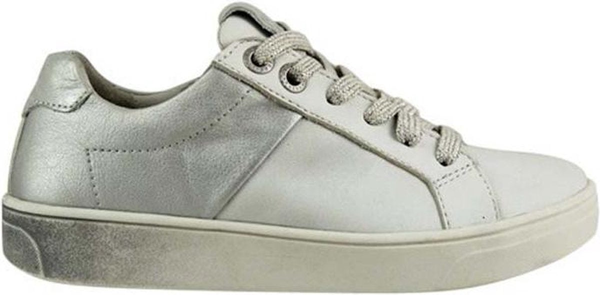 Braqeez 418240-591 Meisjes Lage Sneakers - Wit - Leer - Veters