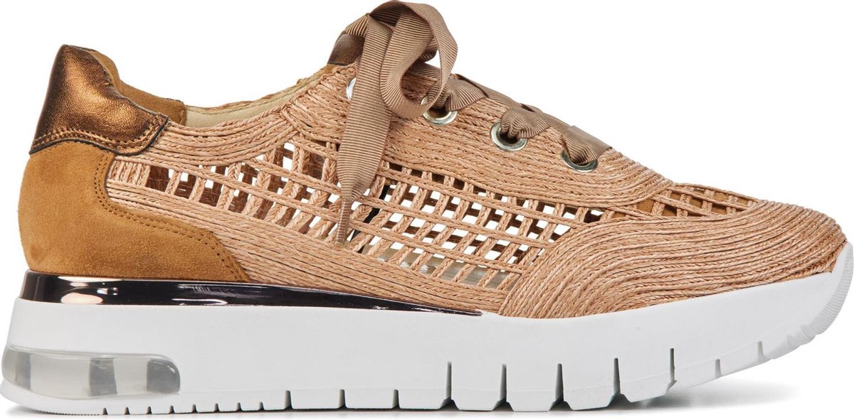 Softwaves Vrouwen Raffia Lage sneakers / Damesschoenen 8.16.06 - Cognac - Maat 42
