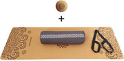 Yin Yoga set – Sun (GRIJS)| Kurk yogamat| Yoga Bolster| Kurk massagebal| Draagiem| Ethisch geproduceerd uit natuurlijke materialen