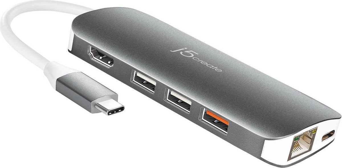 j5create JCD384 USB-C Multi Adapter HDMI /VGA/Ethernet/USB 3.1 SD & MicroSD/PD 3.0