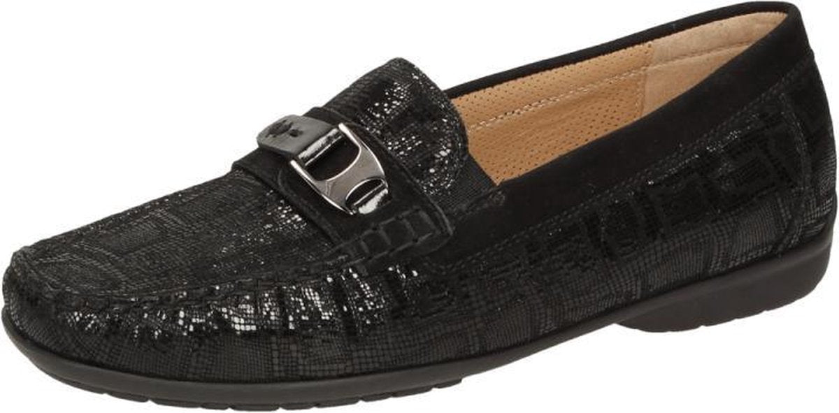 Sioux Cortizia-706 XL Zwart Leer Dames Mocassin / Instapper - maat 38