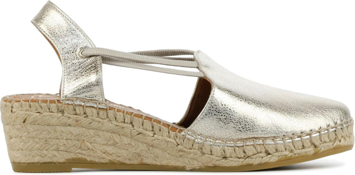 Viguera Vrouwen Leer Espadrilles / Damesschoenen Sleehak Hoogte 5 - 5.5 cm   1825 met - Goud - maat 42