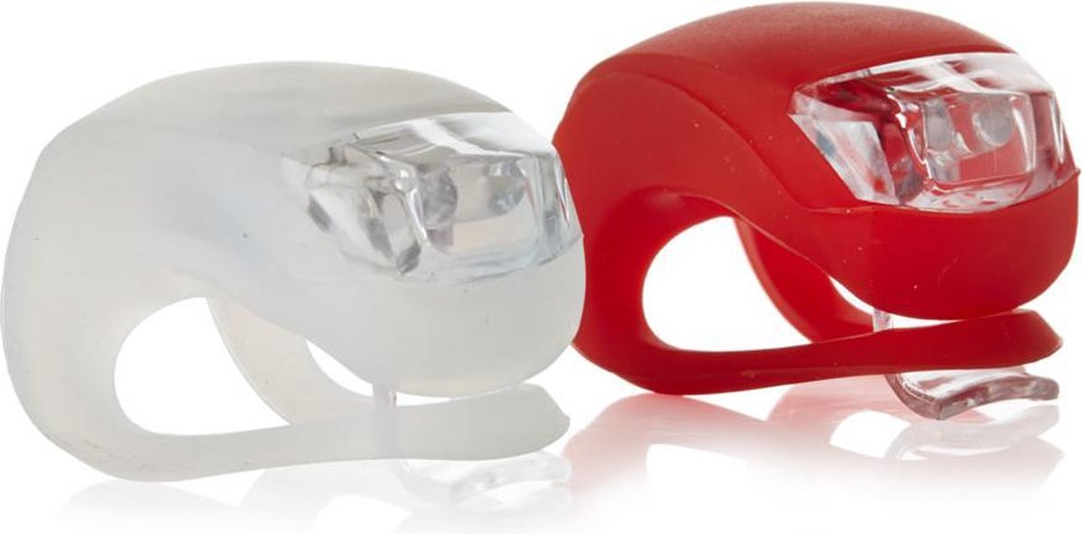 LED Silicone Fiets Lampjes inclusief batterij - Achterlamp - Koplamp - Rood - Wit