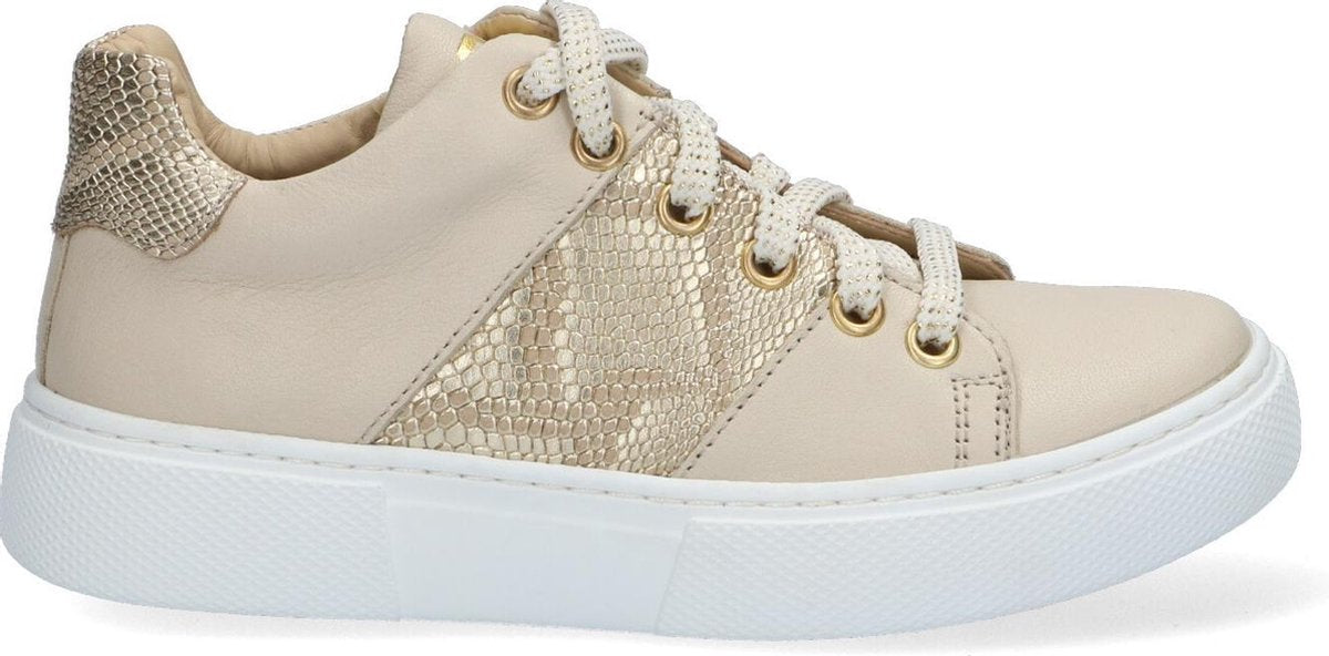 Braqeez 420294-501 Meisjes Lage Sneakers - Beige - Leer - Veters