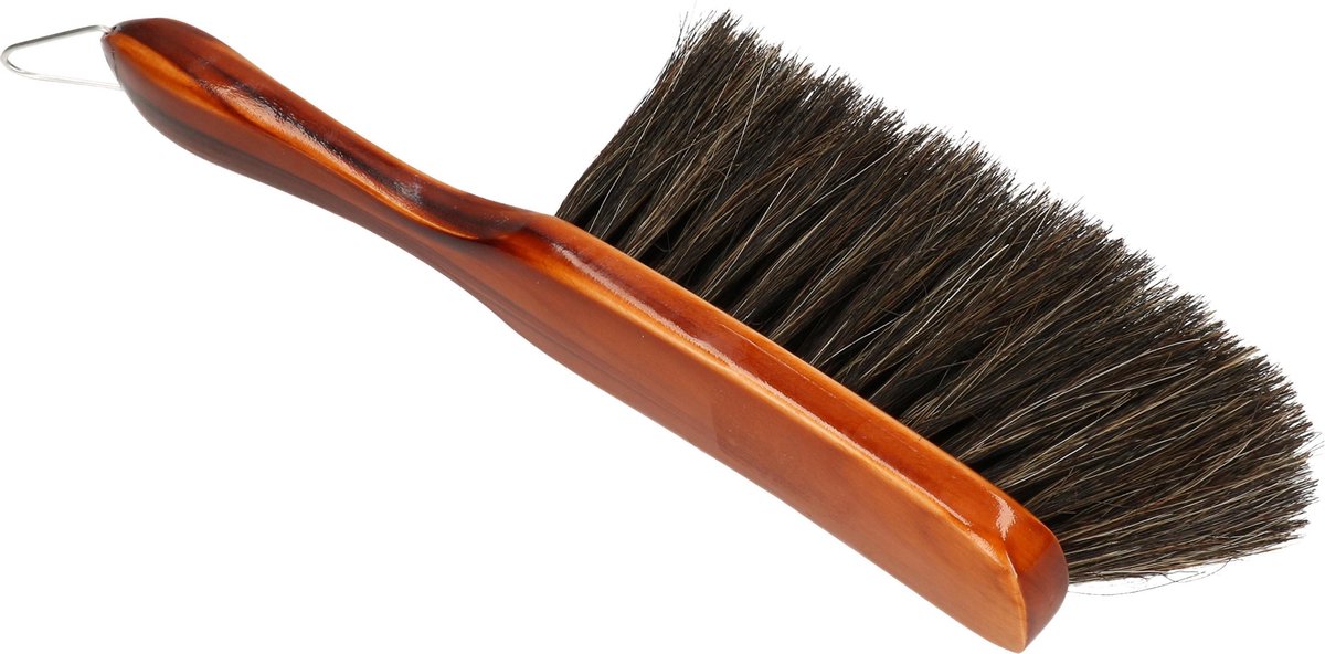 Houten stoffer/handveger bruin gelakt voor binnen - Zachte borstels/stoffers
