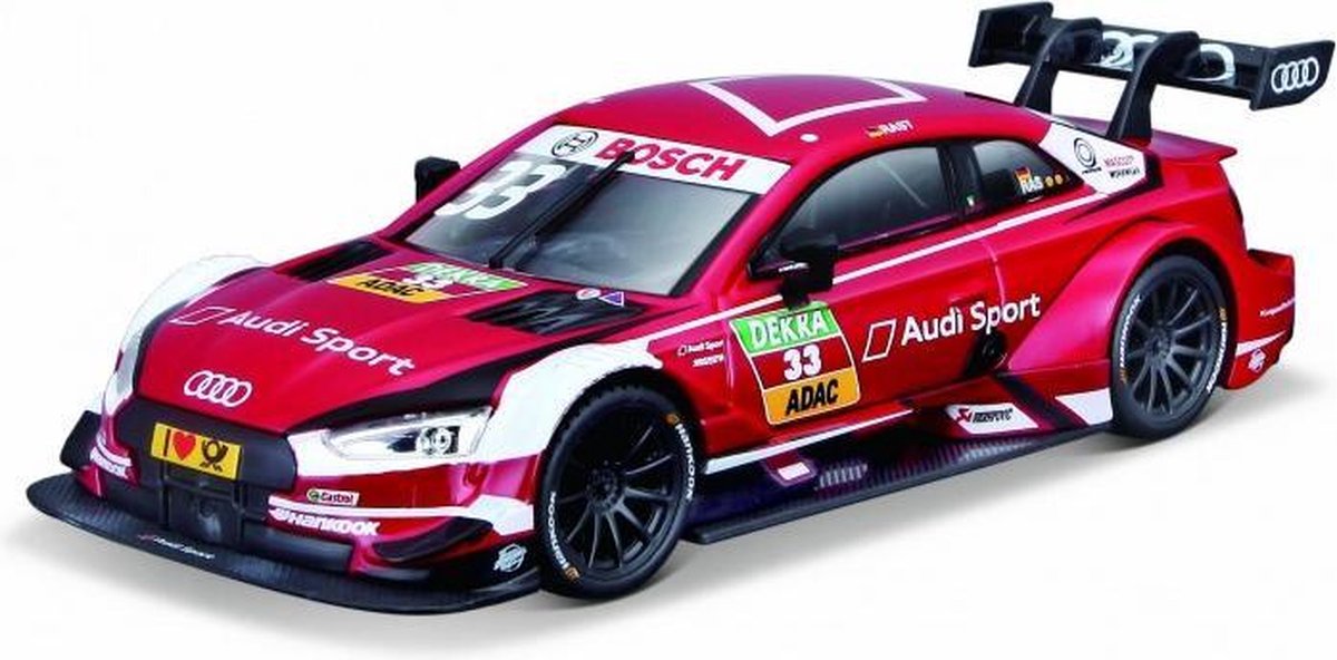 Bburago Audi RS 5 #33 RENE RAST DTM 2018 rood/wit modelauto schaalmodel 1:32