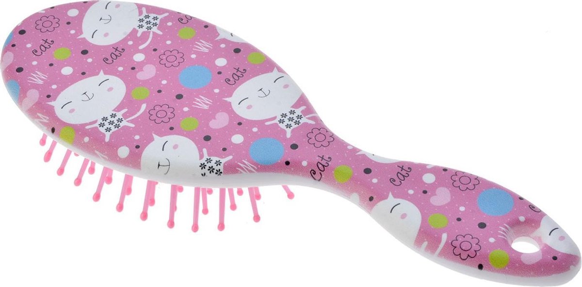 Melady Haarborstel Kinderen Roze Kunststof Katten Rond