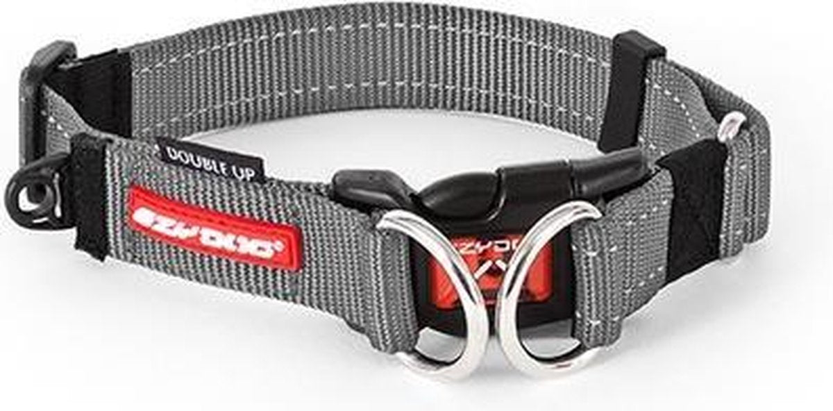 EzyDog Double Up - Hondenhalsband dubbele ring - L - Grijs