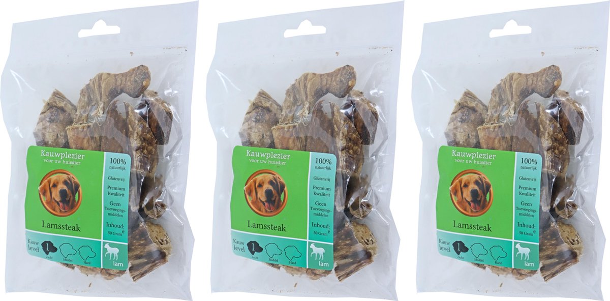 De Boon - Lamssteak - 50g - Hondensnack - per 3 zakjes