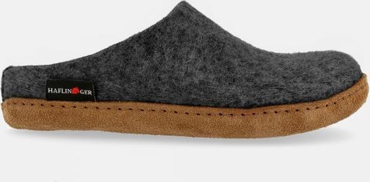 Haflinger Emil's Toffel -instap pantoffel - Antraciet - Maat 38 - Vilt