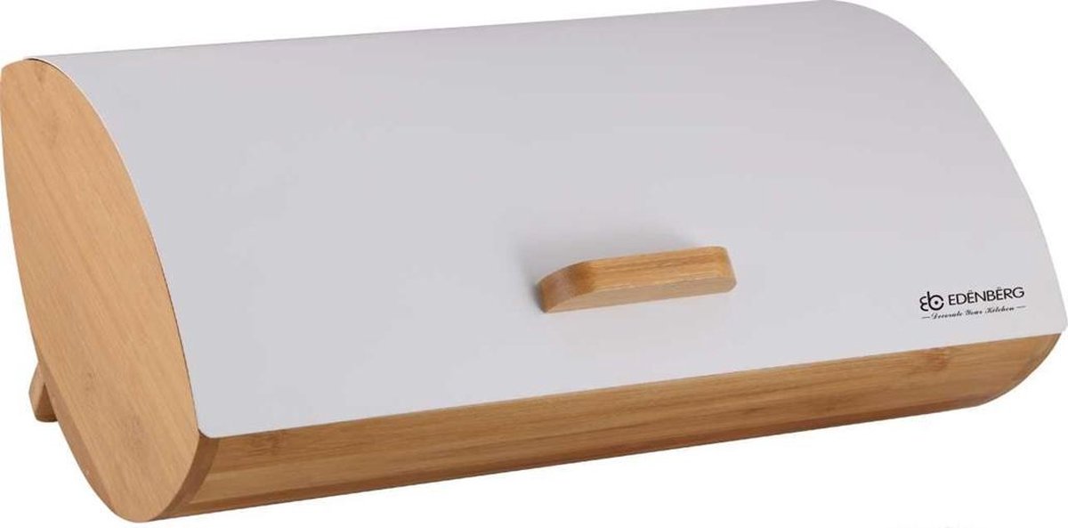 Edënbërg White Line - Luxe Broodtrommel - Vershouddoos - Bamboe/RVS