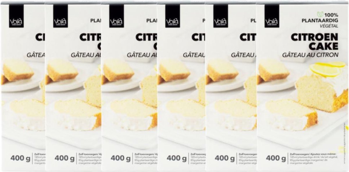 Voila Home Bakery | Citroen Cake bakmix Voordeelverpakking 6 pakjes | Vegan - 6x 400 gram (2