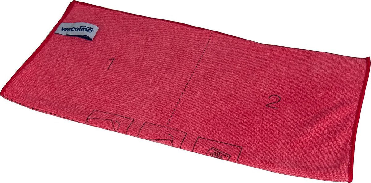 Wecoline Microvezel reinigingsdoek met vouwinstructie Rood 10 stuks