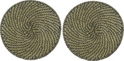 10x stuks placemats rond groen/zwart zeegras 38 cm