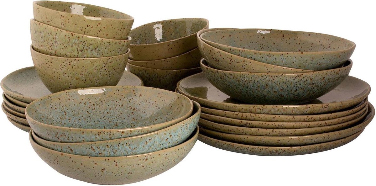 Palmer Kiwi Stoneware Serviesset -  6-persoons - 24-delig - Groen
