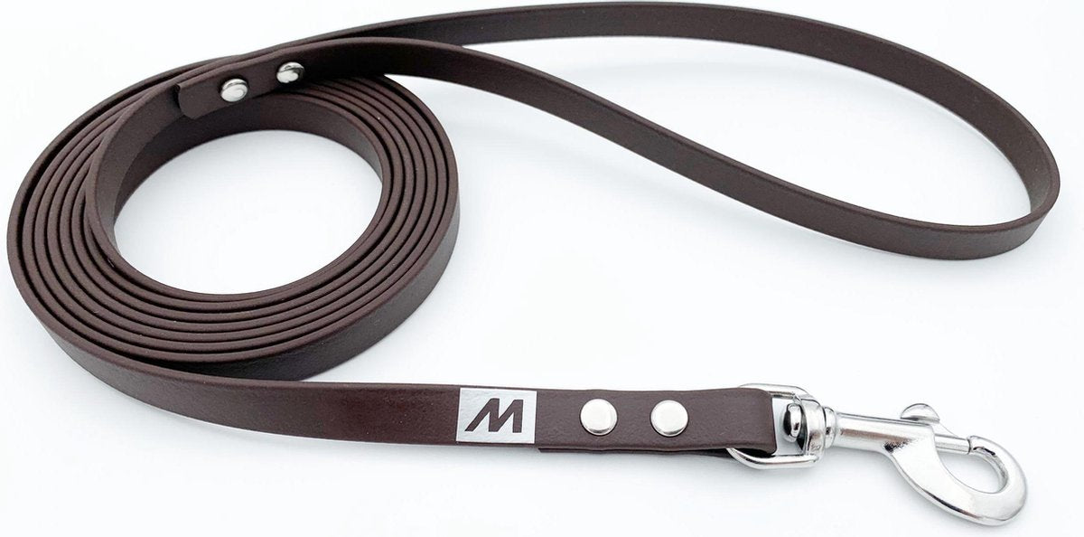 Miqdi BioThane hondenriem – donker bruin – 13 mm breed - 5 meter lang - zonder handvat