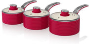 Swan Retro Steelpannen - Set Van 3 - Rood