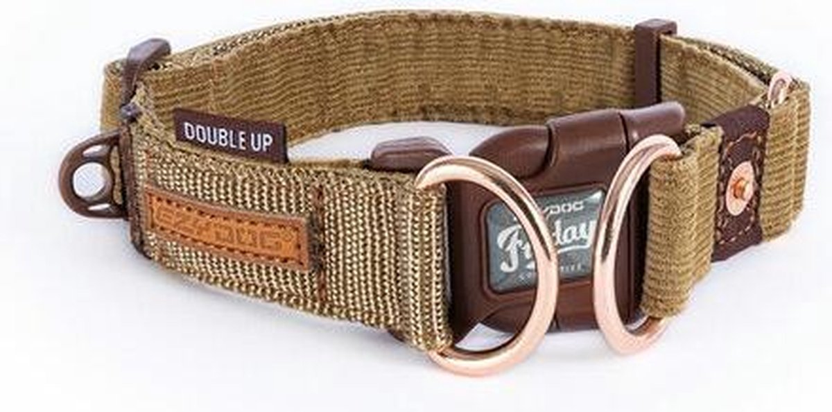 EzyDog Double Up - Hondenhalsband dubbele ring - XL - Corduroy