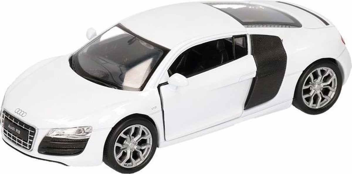 Speelgoed modelauto witte Audi R8 auto 1:36
