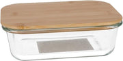 1x Glazen voorraad/vershoud bakje bamboe deksel rechthoekig 20 x 15 x 6