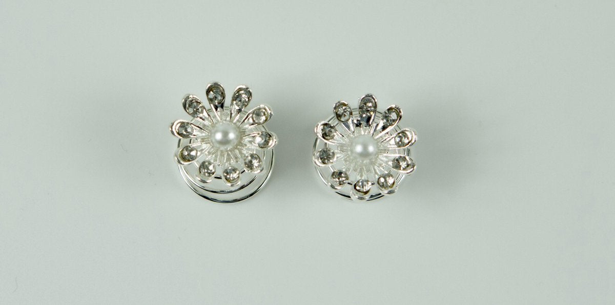 Curly's open bloem met parel en strass points