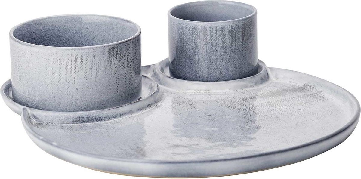 Emma Light Grey Bord 3 Vak D32cm Met2 Kommetjes D8xh6cm - D11xh6cm (set van 2) En Yourkitchen E-kookboek - Heerlijke Smulrecepten