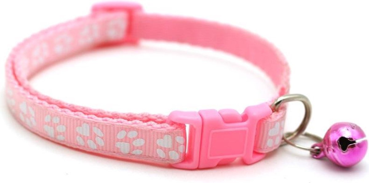 EPIN | Verstelbare dieren halsbandje | Voor Hond & Kat | Katten halsbandje | Honden halsbandje | Met belletje | ROZE