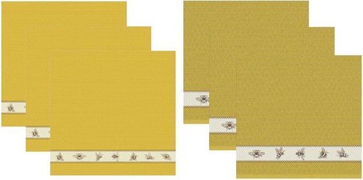 DDDDD Keukendoeken En Theedoeken Set Bees Yellow (3+3 stuks)