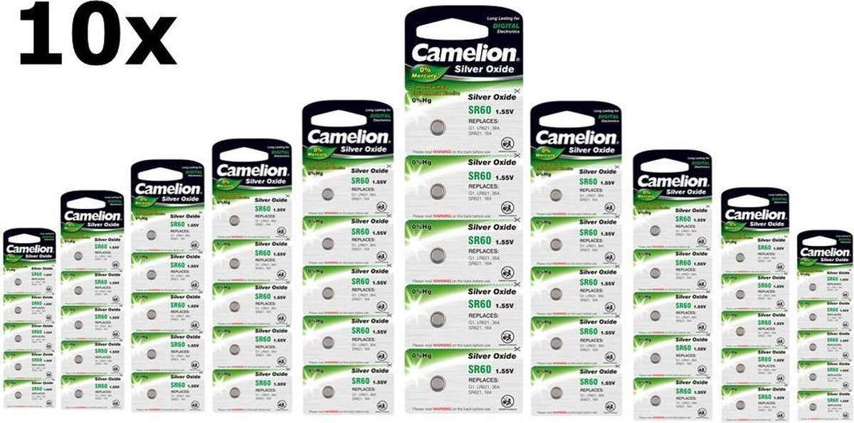 50 Stuks (10 Blisters a 5st) - Camelion Silver Oxide SR60 /364 1.55V knoopcel batterij