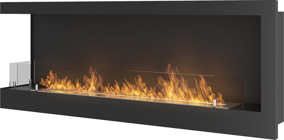 Infire - bio ethanol haard hoek links - sfeerhaard  met glas - inzethaard 120x45cm.