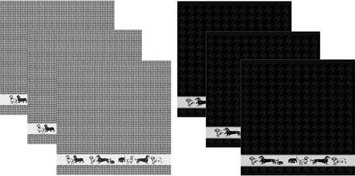DDDDD Keukendoeken En Theedoeken Set Saar Black (3+3 stuks)