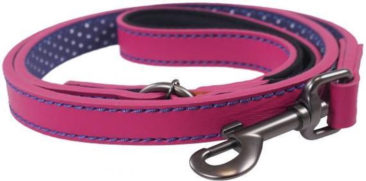 Joules hondenriem leer roze 100x2 cm
