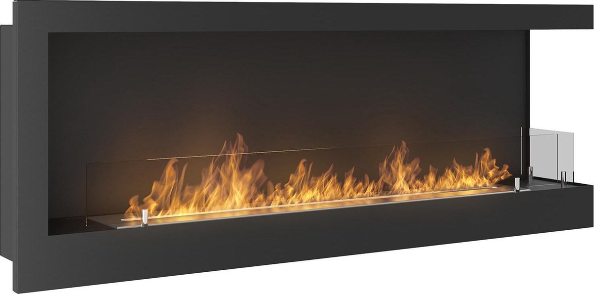 Infire - bio ethanol haard hoek rechts - sfeerhaard  met glas - inzethaard 120x45cm.