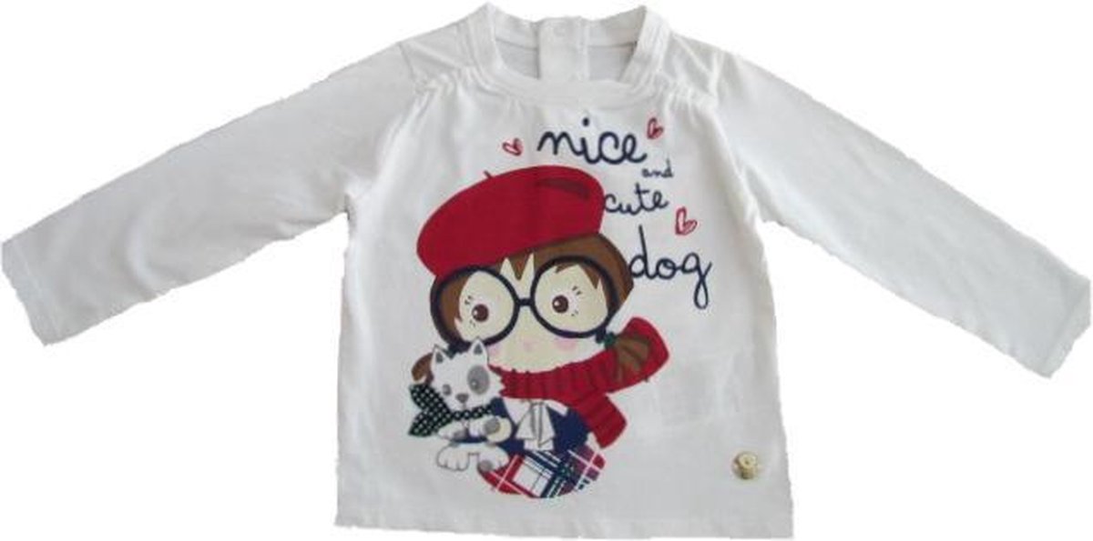 Mayoral Meisjes T-shirt - Wit - Maat 74/9Mnd
