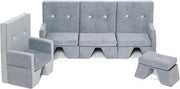 Meubelset velvet licht grijs 3-delig - meubel - bankje - stoel - poef - meubels - luxe kinderFauteuil - luxe kindermeubelset